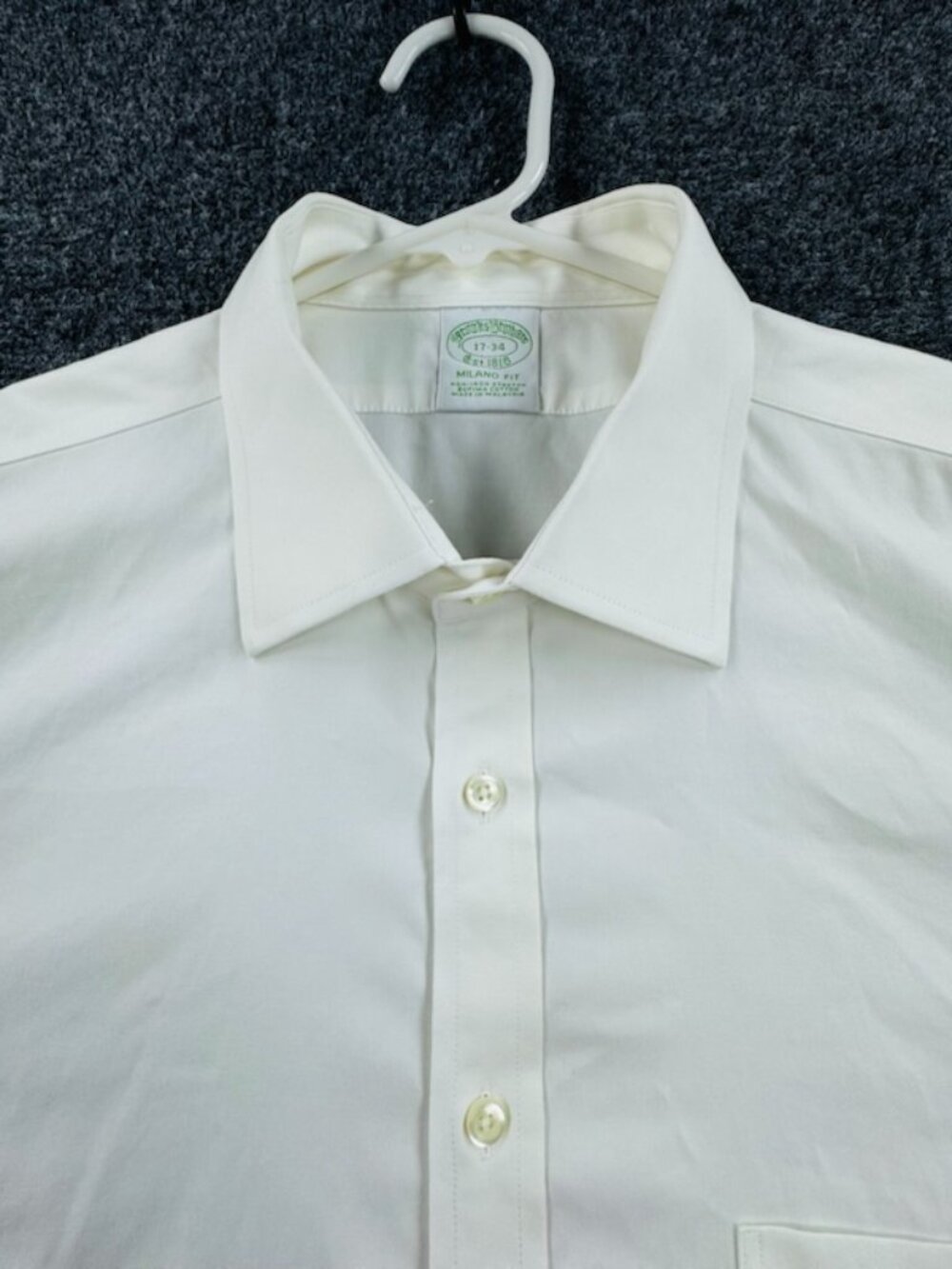 Brooks Brothers White Point 17 34 Cotton Spandex Supima Milano Mens Non-Iron